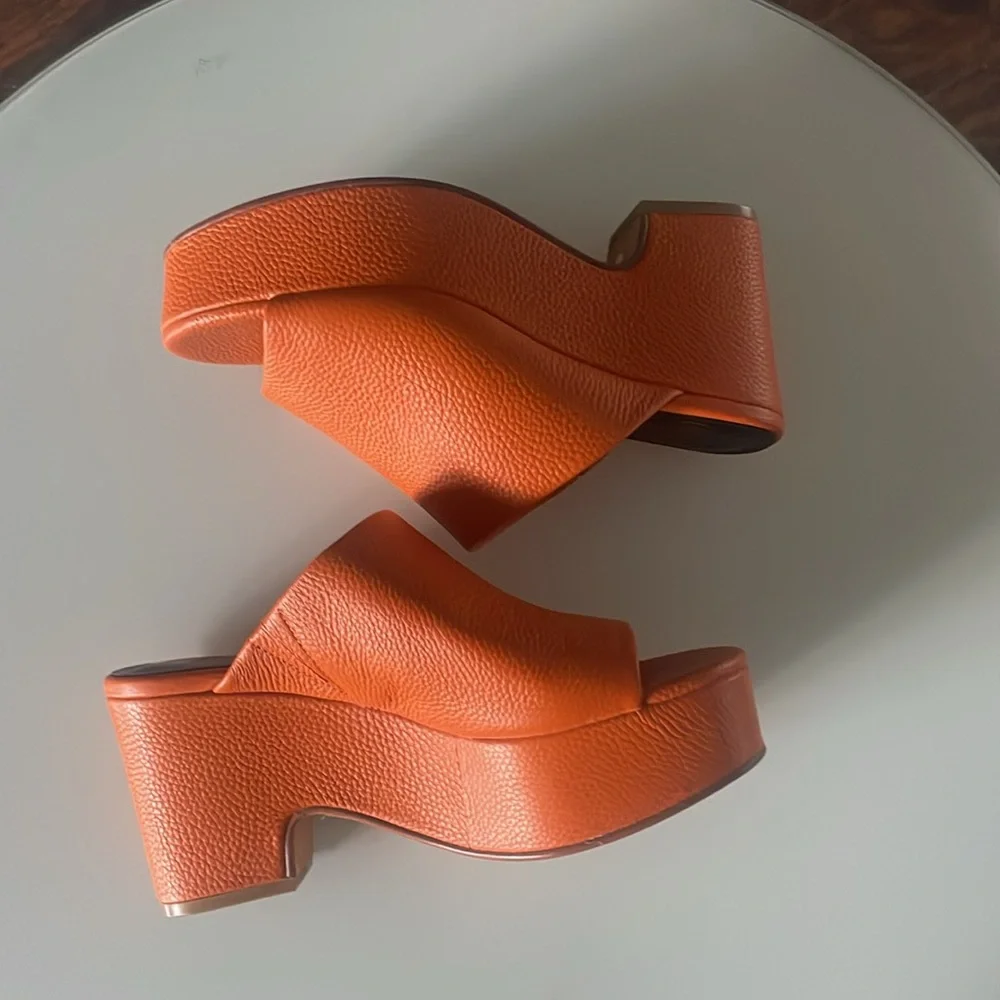 Charlotte Stone Orange Mules Vibrant Minimalist Design - Picture 5 of 5